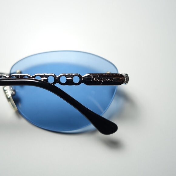 Vintage Salvatore Ferragamo Rimless Metal Frame Sunglasses Made In Italy w/ Case - Picture 7 of 16